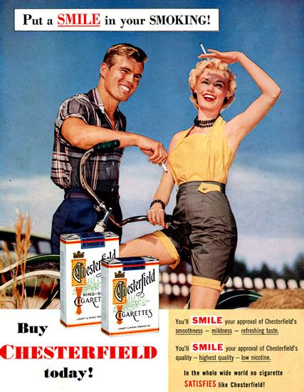 chesterfield cigarettes bicycle girl smile 1955 mad men