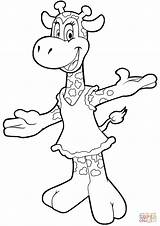 Coloring Giraffe Cartoon Cute Pages sketch template