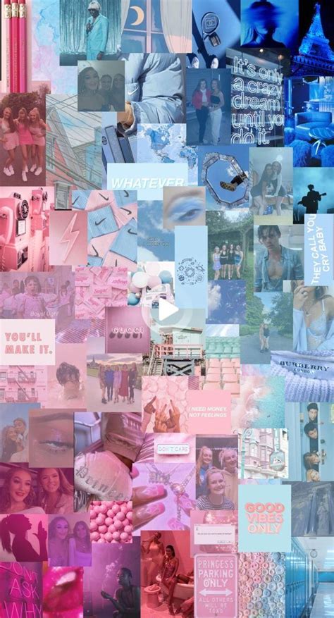 Personal Pastel Pink And Blue Wallpaper Collage In 2021 Iphone