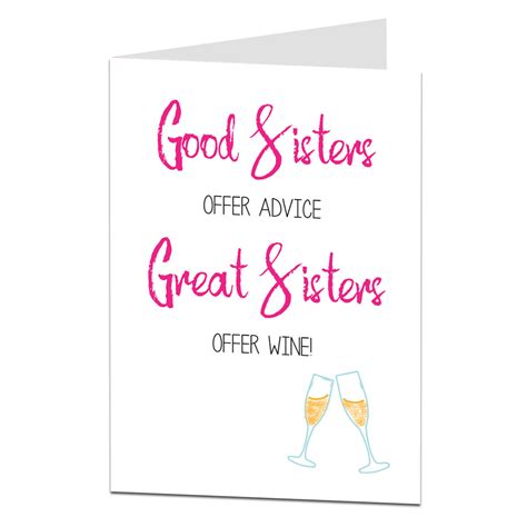 Sister Birthday Card Funny Wine Theme Uk