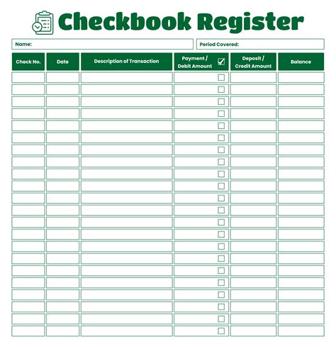 printable checkbook register