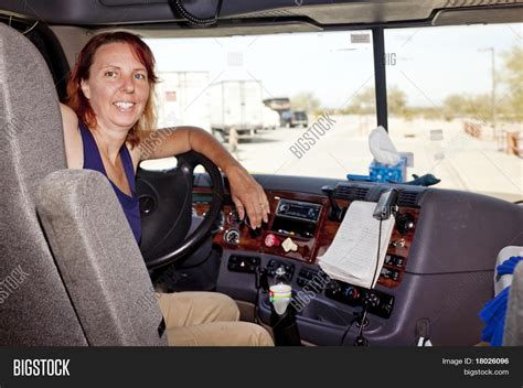woman truck driver image and photo free trial bigstock