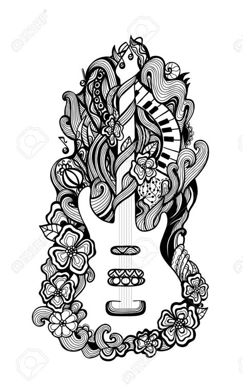 guitar coloring pages  adults freeda qualls coloring pages