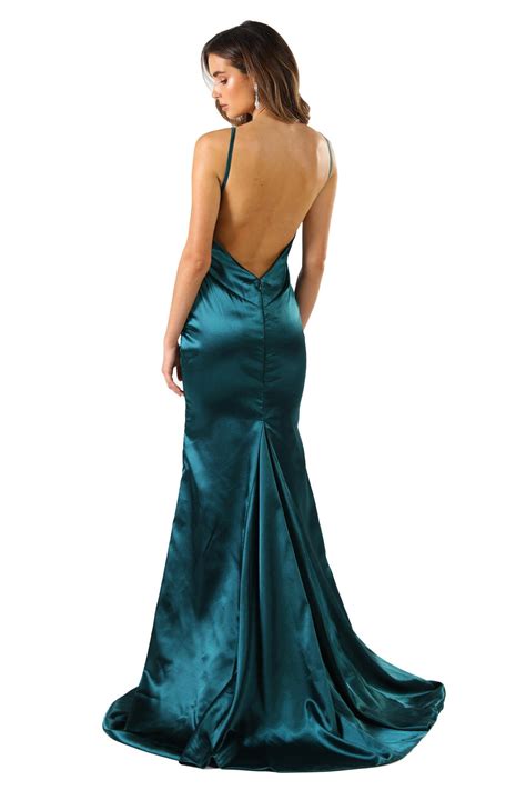 Penelope Satin Gown Emerald Green Noodz Boutique