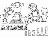 Ajedrez Chess Coloring Para Colorear Playing Pages Dibujo Children Book Clipart Kids Pieces Printable Openclipart Games Public Ninos Domain Templates sketch template
