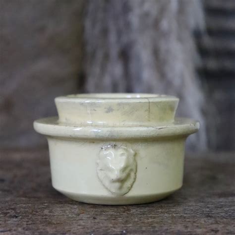 antique french lion pate pot kilted quarter