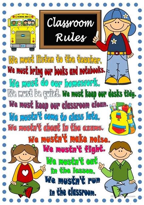 classroom rules worksheets  classroom rules poster classroom