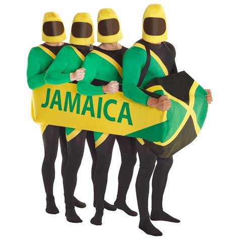 Jamaican Bobsled Team Fancy Dress Costume 90s Bobsleigh Morphsuit Sled