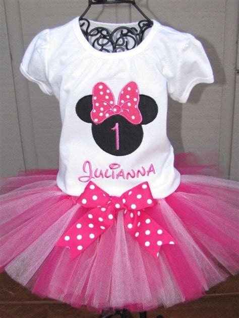 minnie mouse tutu set in dark pink and white perfect for first birthday birthday photos and