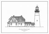 Lighthouse Maine Portland Head Drawing Blueprint Jesp Decor Drawings 26th Uploaded Which May sketch template