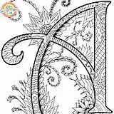 Zentangle Coloring Pages Printable Zentangles Adults Alphabet Getcolorings Getdrawings Letters Popular Colorings sketch template