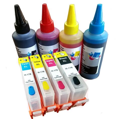 pcs color hp  refillable cartridge ml dye ink  compatible