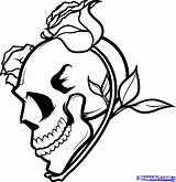 Skull Roses Draw Drawing Step Drawings Skulls Easy Tattoo Line Sketch Trace Getdrawings Ad Gothic sketch template