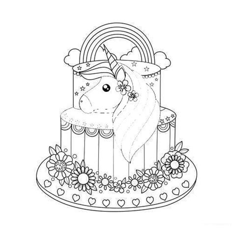 unicorn cake coloring pages images  printable coloring pages