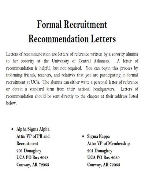 sorority letter  recommendation template