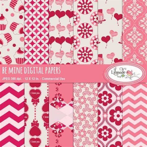 valentines day digital papers valentines day  bylilmade