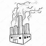 Factory Pollution Air Sketch Coloring Vector Pages Doodle Polluting Stock Illustration Environment Emissions Greenhouse Fortune Style Getcolorings Smokestack Gas Color sketch template
