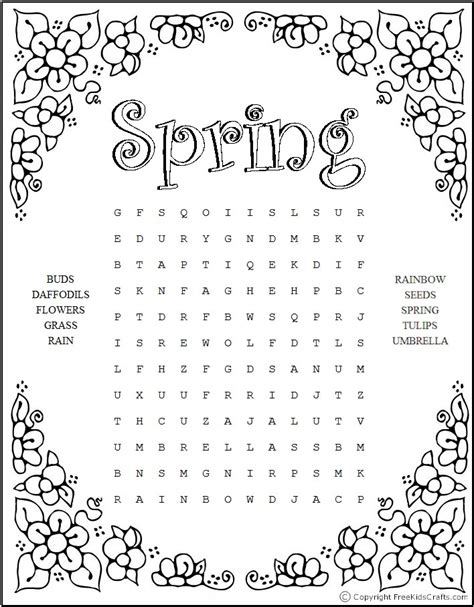 spring word search puzzles   kids  love
