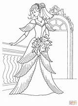 Coloring Pages Princess Beautiful Dress Wedding sketch template