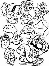 Mario Coloring Characters Brothers Super Color sketch template