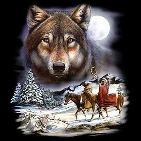 Adult Unisex Native American Indian Wolf Spirit T Shirt
