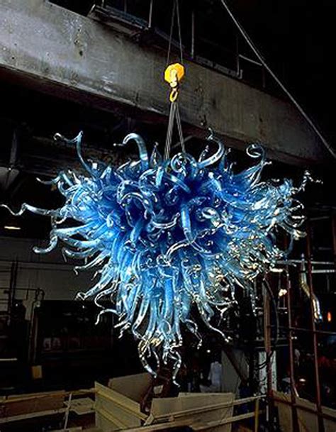 hand  blown glass chandelier lighting blue color etsy