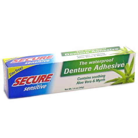 dentek secure sensitive waterproof denture adhesive  aloe  myrrh  oz walmartcom