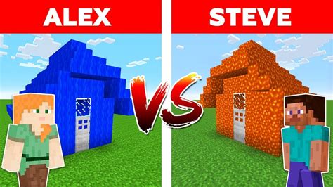 Minecraft Water House Vs Lava House Alex Vs Steve Part