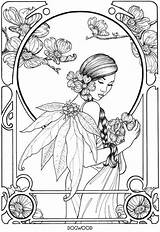 Coloring Pages Fairy Book Publications Dover Colorir Para Adult Desenhos Flores Fairies Doverpublications Drawings Nouveau Ausmalbilder Templates Welcome Adults Floral sketch template