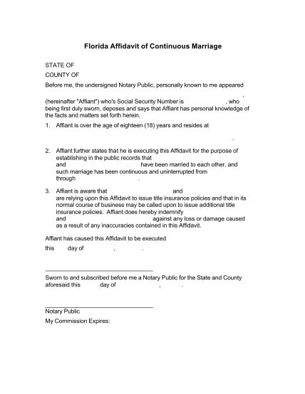 affidavit  bona fide marriage sample  page    edit