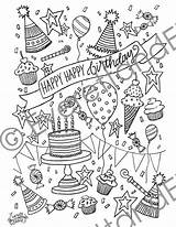 Anniversaire Joyeux Verjaardag Volwassenen Malvorlagen Digitale sketch template