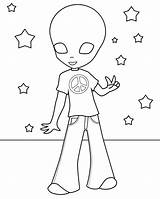 Extraterrestre Stoner Mewarnai Personnages Portant Paix Coloriages Dicetak Halaman Effortfulg Autres Wait sketch template