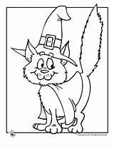 Halloween Coloring Cat Pages Scary Easy Witches Colouring Witch Printable Color Cute Cartoon Preschool Kids Print Clipart Sheets Kitten Kitty sketch template