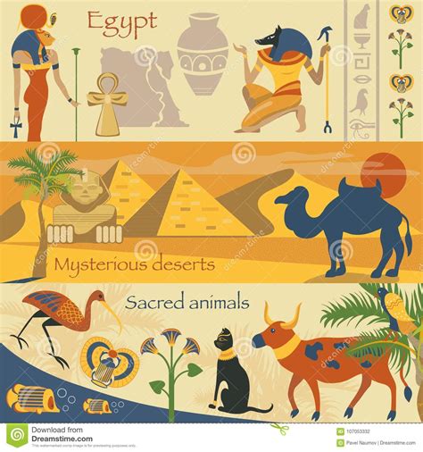 Egypt Set Egyptian Ancient Symbols Mysterious Desserts