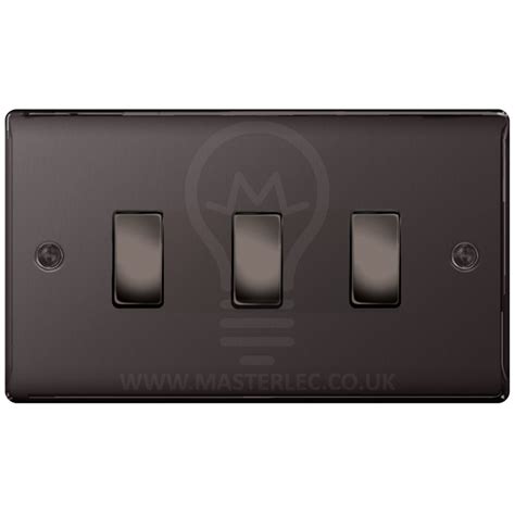 bg black nickel  gang light switch  double format custom switch masterlec