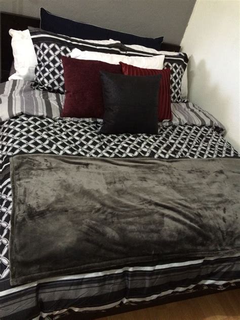 black white gray  maroon themed bedding comfy maroon room