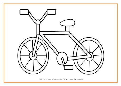 bicycle colouring page flower drawing  kids simple bicycle track