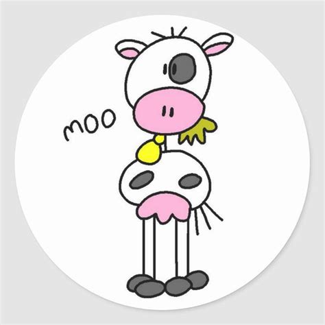 Cow Says Moo Tshirts And Ts Classic Round Sticker Zazzle Stick
