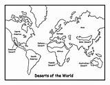 Deserts Mundi Mappa Kleurplaten Continents Gobi Supercoloring Kaart Woestijnen Desiertos Continentes Biome Deserti Europa Sahara Designlooter 99worksheets Categorieën sketch template