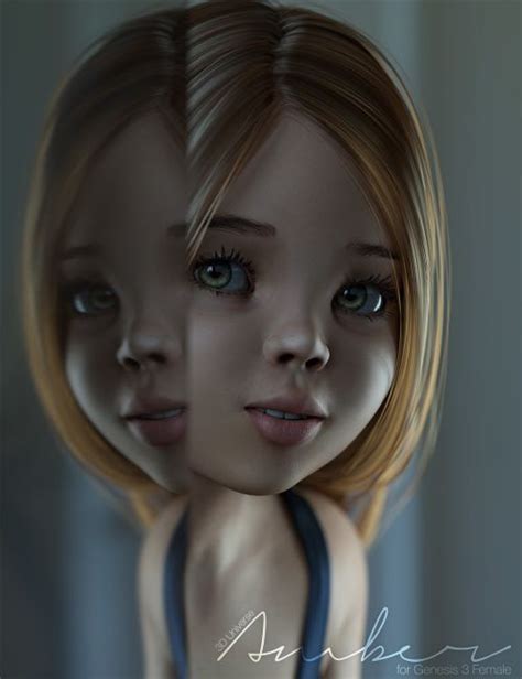 amber character and hair for genesis 3 female s 3d