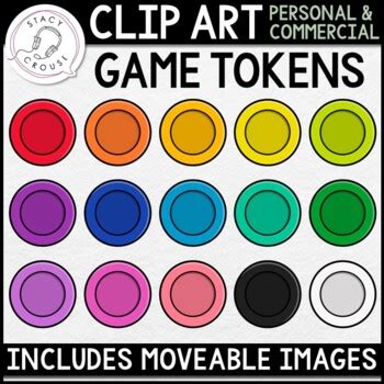 game tokens clip art  moveable pieces  digital  printable