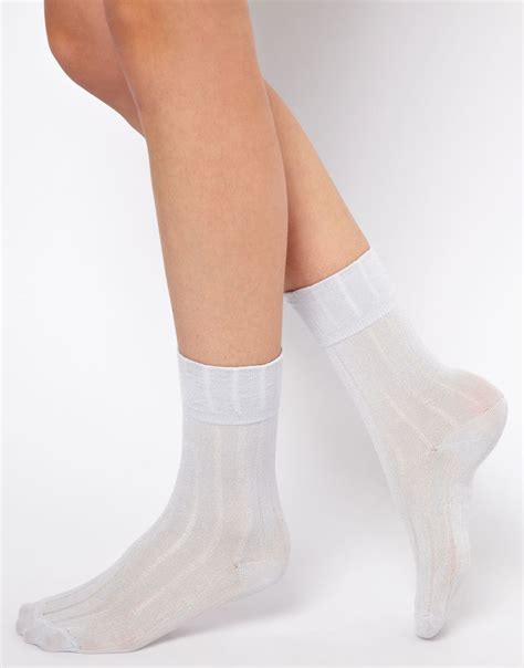 lyst asos slinky ankle socks in white