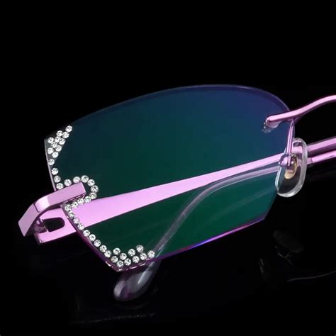 Luxury Eyeglasses Rimless Women Myopia Prescription Eye Glasses Diopter