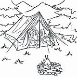 Camping Coloring Pages Tent Kids Scene Outdoor Camp Drawing Korner Night Mountain Family Color Time Printable Scouts Sheets Campsite Sheet sketch template