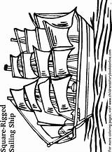 Ship Color Coloring Books Sailing Square sketch template