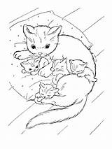 Chaton Chatons Mewarnai Kucing Maman Mignon Coloriages Colorier Chatte 1805 Dedans Greatestcoloringbook Tresor Momes Soigne Ko sketch template