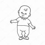 Drawing Boy Standing Baby Contour Vector sketch template