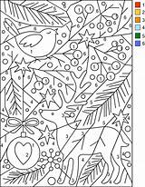 Christmas Number Color Coloring Pages Nicole Numbers Printable Holiday Kids Adult Winter Tree Print Sheet Navidad Book Reindeer Scene Code sketch template