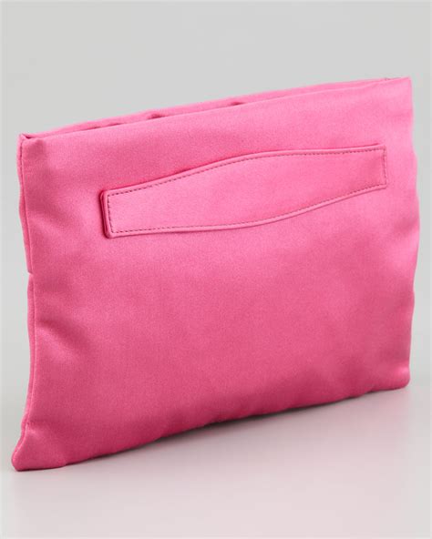 lyst prada satin clutch bag  pink