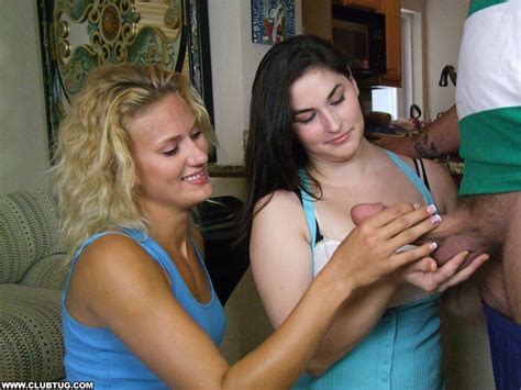 wild teens ridicule olman cock and give a hot clothed handjob